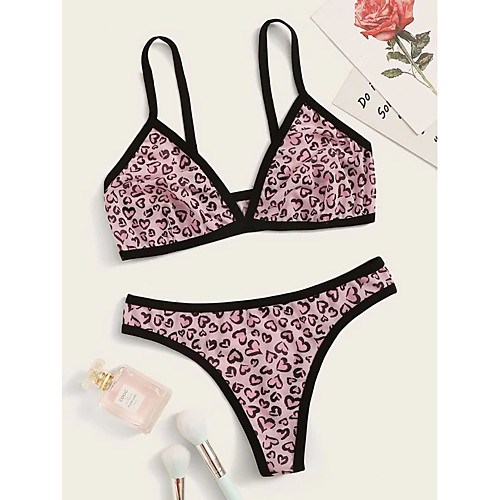 

Women's Print Suits Nightwear Leopard Bra Blushing Pink One-Size / Strap