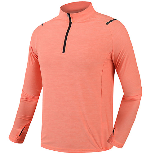 

Men's Long Sleeve Running Shirt Quarter Zip Top Athletic Athleisure Summer Elastane Breathable Sweat Out Fitness Gym Workout Basketball Jogging Cycling Sportswear Solid Colored Normal Black Blue