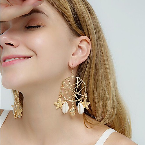 

Women's Hoop Earrings Geometrical Dream Catcher Shell Stylish Boho Earrings Jewelry Gold For Party Wedding 1 Pair