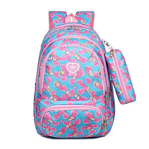

Girls' Nylon School Bag Large Capacity Zipper School Daily Black Blue Blushing Pink Dusty Rose