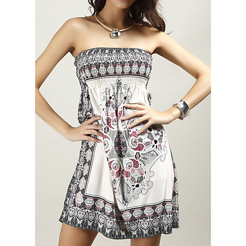 

Women's Swing Dress Knee Length Dress White Blue Red Yellow Sleeveless Floral Print Print Fall Summer Strapless Elegant Casual 2021 One-Size M L XL XXL