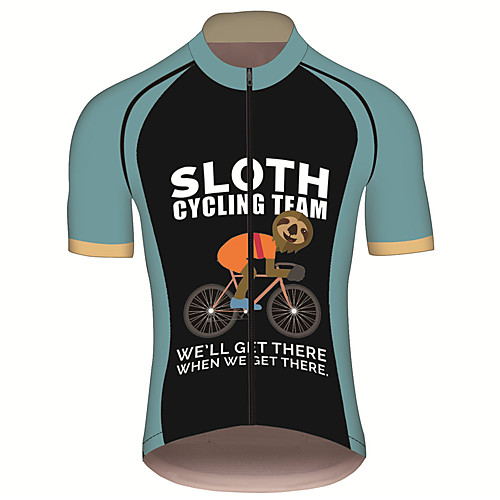 

21Grams Men's Short Sleeve Cycling Jersey Summer Spandex Polyester Bule / Black Black Red Sloth Animal Bike Jersey Top Mountain Bike MTB Road Bike Cycling UV Resistant Quick Dry Breathable Sports
