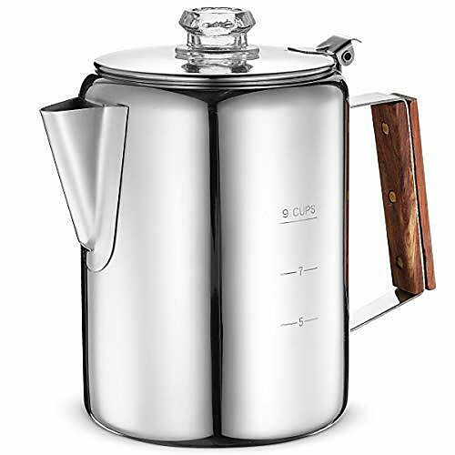 

percolator coffee maker pot - 9 cups | durable stainless steel material | 9