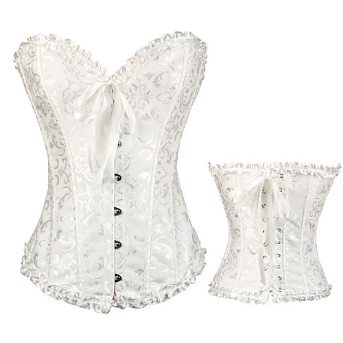 

Women's Strapless Overbust Waist Cincher Boned Corset Top with Brocade