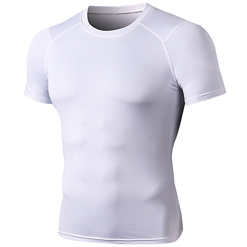 

Men's Yoga Top Crop Tee Winter Seamless Solid Color White Black Army Green Blue Grey Spandex Fitness Gym Workout T Shirt Short Sleeve Sport Activewear Breathable Comfortable Freedom Stretchy