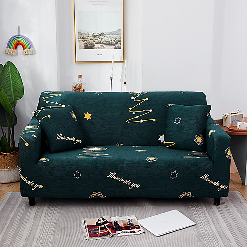 

Green Stars Print Dustproof All-powerful Stretch Sofa Cover Super Soft Fabric with One Free Boster Case