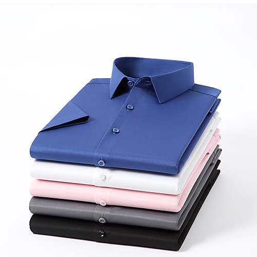 

Men's Shirt Solid Colored Button-Down Short Sleeve Casual Tops Basic Casual Comfortable White Black Blue