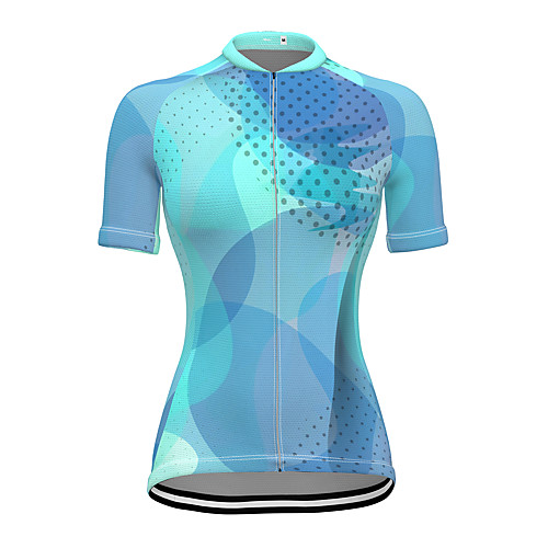 

21Grams Women's Short Sleeve Cycling Jersey Spandex Blue Polka Dot Bike Top Mountain Bike MTB Road Bike Cycling Breathable Sports Clothing Apparel / Stretchy / Athleisure