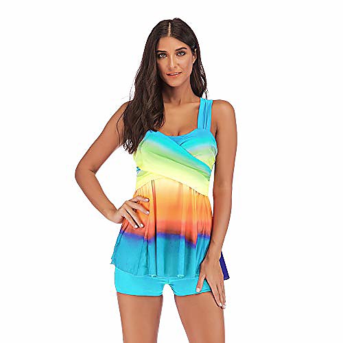 

Women's Beach Wear Swimwear Swimsuit Color Block Purple Green Sky Blue Royal Blue Rose Red Swimwear Bathing Suits / 2 Piece