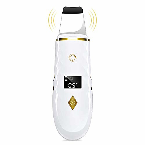 

skin scrubber face spatula, lcd blackhead remover pore cleaner, facial lifting tool with usb charger, multi-function comedones extractor for facial deep cleansing-gold