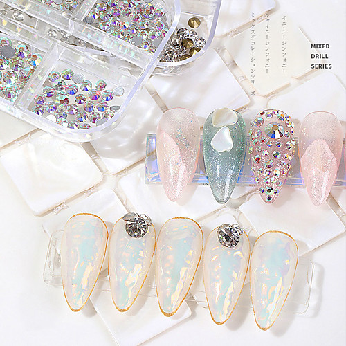

7 Pcs/set Nail Art Flat Rhinestone Glass Rhinestone Flat Pearl AB Rhinestone Nail Sticker Jewelry Nail Art Decoration