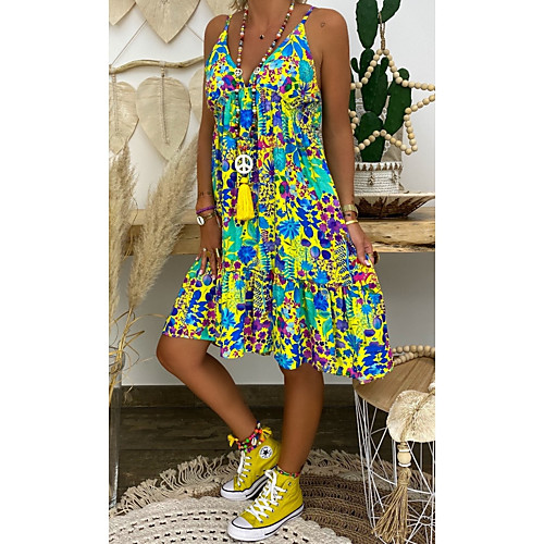 

2021 summer new style aliexpress exclusively for thin beach dress with sling print