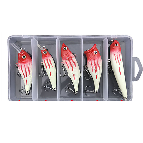 

5 pcs Lure kit Fishing Lures Minnow Popper Vibration / VIB lifelike 3D Eyes Floating Bass Trout Pike Sea Fishing Lure Fishing Freshwater and Saltwater