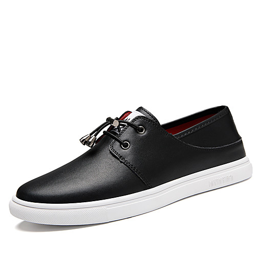 

Men's Sneakers Casual Classic Preppy Daily Office & Career Nappa Leather Breathable Non-slipping Wear Proof White Black Spring Summer