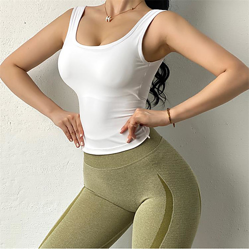 

Women's Scoop Neck Sports Bra Cross Back Solid Color White Black Red Nylon Yoga Fitness Gym Workout Bra Top Top Sleeveless Sport Activewear Breathable Quick Dry Comfortable Stretchy