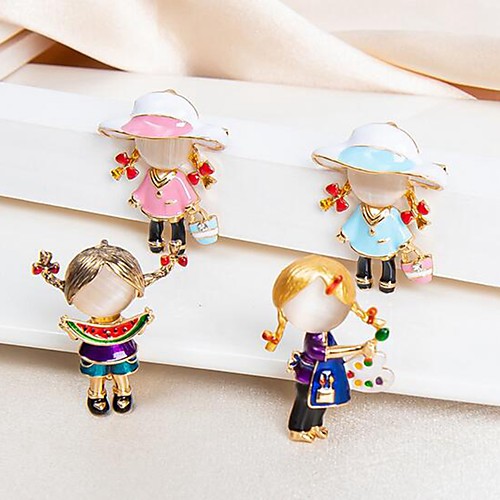 

Women's Brooches Cartoon Characters Cute Brooch Jewelry Blue Blushing Pink Dark Blue For Daily Wear