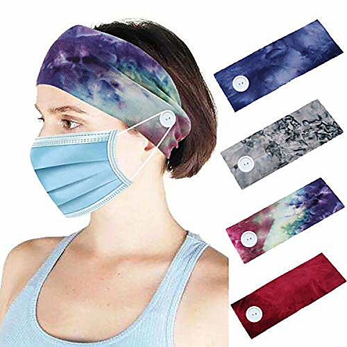 

headband for women, relieve ear pressure button elastic non slip velvet hairdbands for women - 4 pcs