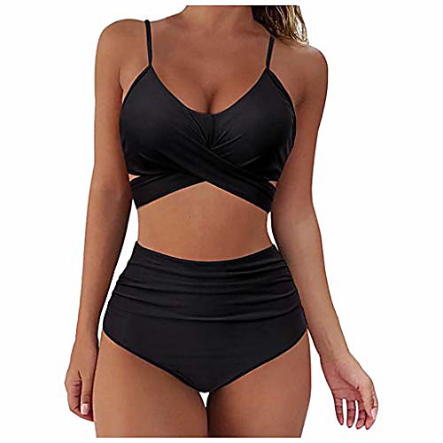 

centory women's swimsuit high waisted swimsuits push up two piece bandage cross athletic bathing suits