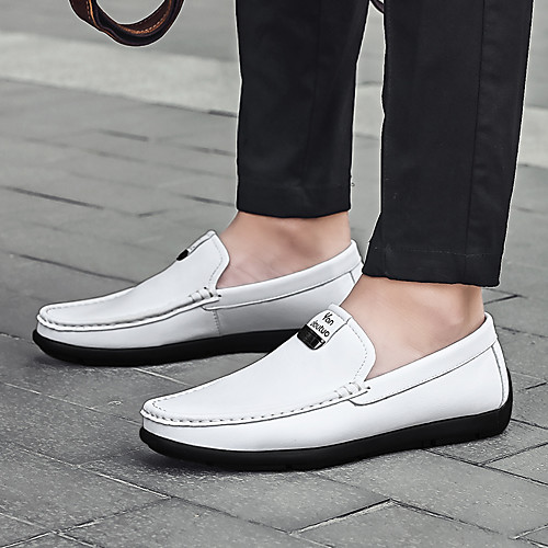 

Men's Loafers & Slip-Ons Leather Shoes Comfort Loafers Crib Shoes Business Sporty Casual Daily Outdoor Walking Shoes Nappa Leather Cowhide Breathable Handmade Non-slipping Booties / Ankle Boots White