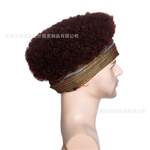 

foreign trade headscarf wigs african men's fashion fluffy wig headgear cross-border hot selling headgear manufacturers spot wholesale