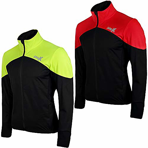 

sparx men cycling jacket thermal insulated breathable windbreaker jacket high viz bicycle windproof jersey (black/hiviz green, small)