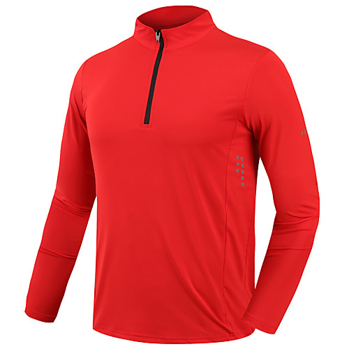 

Men's Long Sleeve Running Shirt Quarter Zip Cropped hoodie / Crop hoodie Top Athletic Athleisure Summer Elastane Breathable Sweat Out Fitness Gym Workout Basketball Jogging Cycling Sportswear Solid
