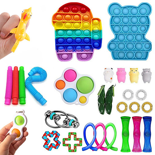 

29 pcs Fidget Sensory Toy Set Stress Relief Toys Autism Anxiety Relief Stress Pop Bubble Fidget Sensory Toy For Kids Adults