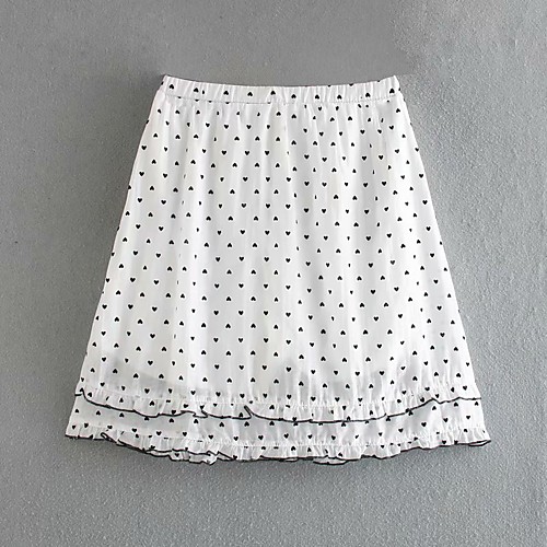 

Women's Homecoming Beach Vintage Streetwear Skirts Graphic Ruffle Print White