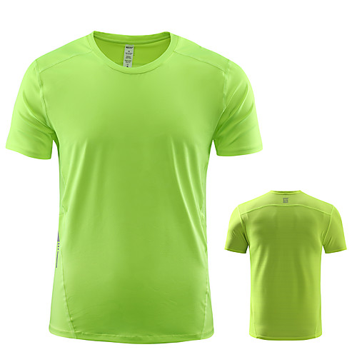 

Men's Short Sleeve Running Shirt Tee Tshirt Athletic Summer Elastane Breathable Sweat wicking Fitness Gym Workout Running Active Training Jogging Sportswear Solid Colored Plus Size fluorescent green