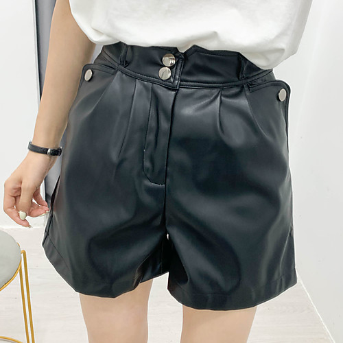 

Women's Basic Novelty Comfort Casual Daily Shorts Pants Plain Short Novelty Pocket Black