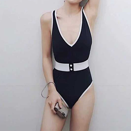 

Women's One Piece Swimsuit Spandex Swimwear Bodysuit Quick Dry Breathable Sleeveless Swimming Surfing Water Sports Patchwork Summer