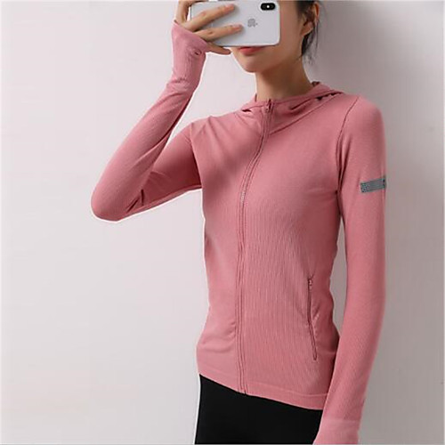 

Women's Yoga Top Zipper Solid Color Black Purple Pink Gray Nylon Yoga Fitness Gym Workout Hoodie Top Long Sleeve Sport Activewear Breathable Comfortable Freedom Stretchy