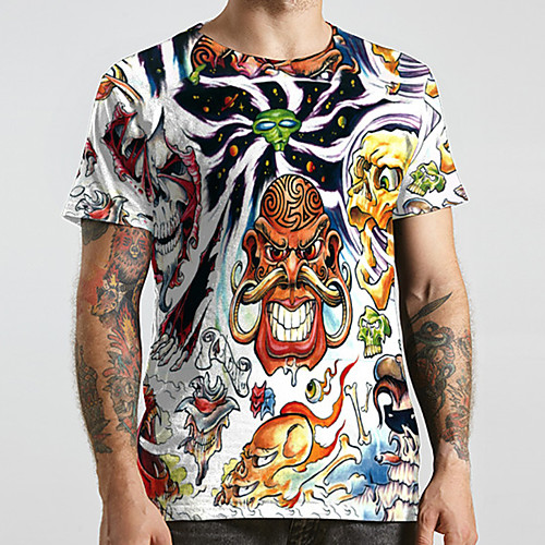 

Men's Unisex Tee T shirt 3D Print Cartoon Graphic Prints Plus Size Print Short Sleeve Casual Tops Fashion Designer Big and Tall White