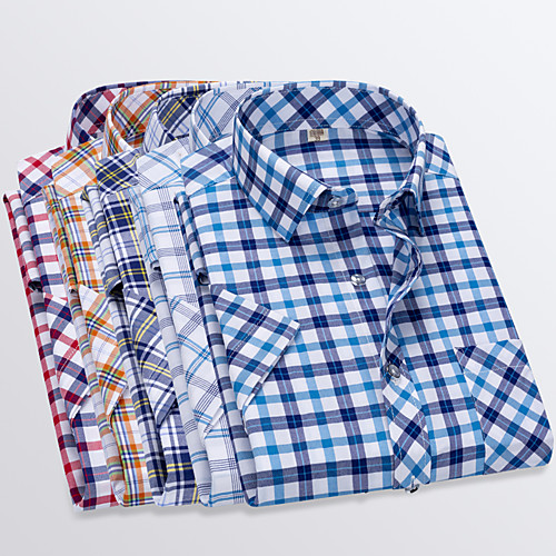 

Men's Shirt Other Prints Striped Print Short Sleeve Casual Tops Business Simple Red / White White Blue