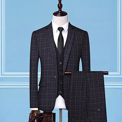 

obcy export foreign trade men's lattice self-cultivation three-piece suit groom married best man professional formal wear business man