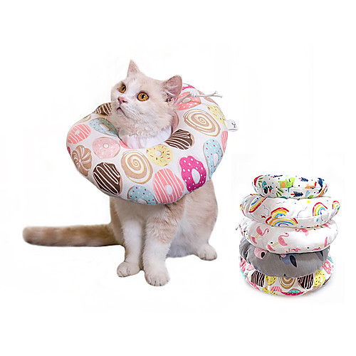 

Dog Cat Pet Cone Pet Recovery Collar Elizabeth circle Adjustable Stress Relieving Safety Anti-Bite Lick Wound Healing After Surgery Protective Walking Fruit Cotton Small Dog Rainbow Red Pink Gray