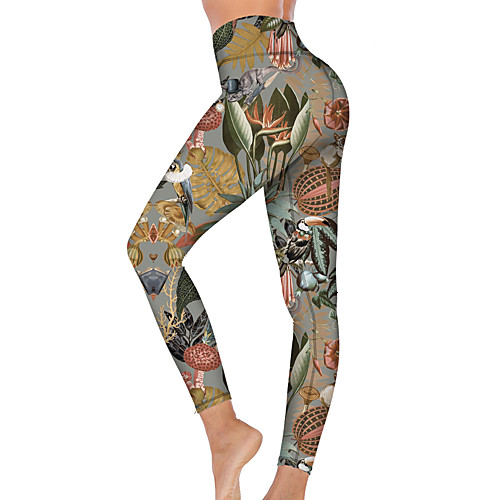 

21Grams Women's High Waist Yoga Pants Cropped Leggings Tummy Control Butt Lift Breathable Green Fitness Gym Workout Running Sports Activewear High Elasticity