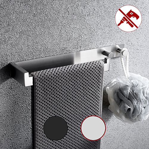 

Multifunctional Punch-free Self-adhesive Towel Bar with Coat Hook 304 Stainless Steel Brushed