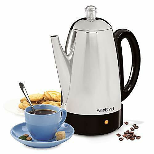 

54159 classic electric coffee percolator in stainless steel with heat resistant