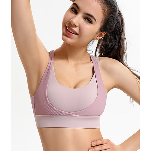 

Women's Scoop Neck Sports Bra Medium Support Racerback Removable Pad Solid Color White Black Pink Gray Spandex Yoga Fitness Gym Workout Bra Top Sport Activewear Breathable Quick Dry Comfortable