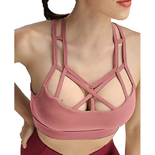 

criss cross yoga bra strappy longline low back wireless top bra for women gym sports bralette hot sexy pink xl