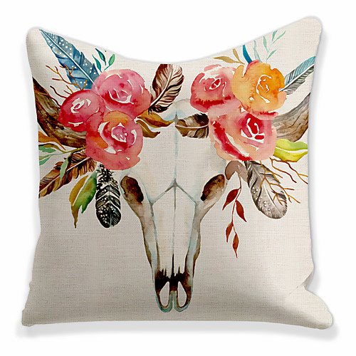

Cushion Cover 1 Pc Linen Soft Decorative Square Throw Pillow Cover Cushion Case Pillowcase for Sofa Bedroom 45 x 45 cm (18 x 18 Inch) Flowers Superior Quality Mashine Washable