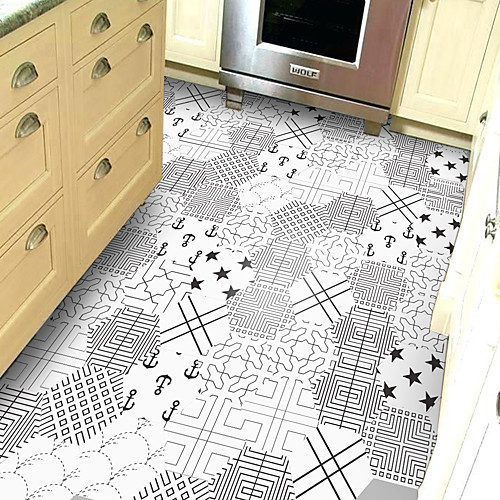 

Creative Geometric Black And White Hexagon Non-slip Floor Pvc Sticker Kitchen Bathroom Floor Waterproof Self-adhesive DIY Removable Wall Sticker