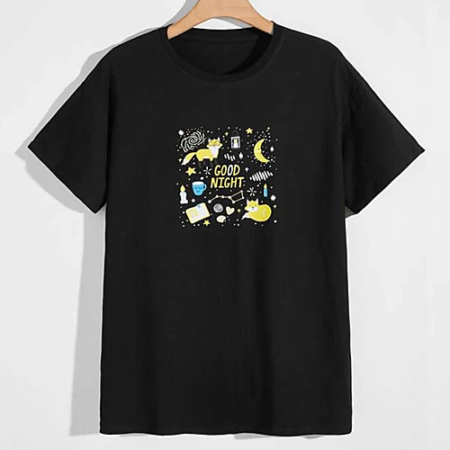

Men's Tee T shirt Hot Stamping Graphic Prints Letter Print Short Sleeve Casual Tops 100% Cotton Basic Designer Big and Tall Black
