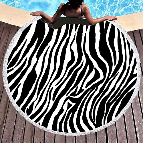 

new creative 3d digital printing beach towel pattern cow pattern leopard pattern fringe decoration round beach mat