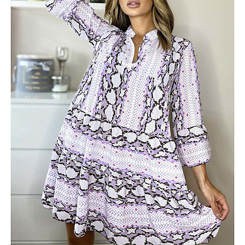 

2021 cross-border european and american spring and summer new ladies leopard print dress temperament trumpet sleeves v-neck large skirt