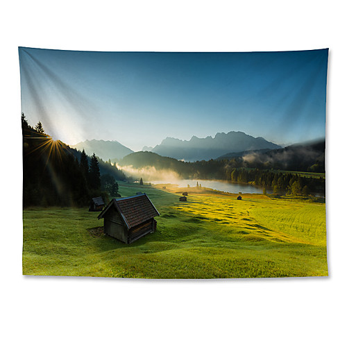 

Wall Tapestry Art Decor Blanket Curtain Hanging Home Bedroom Living Room Polyester Sunrise Chalet Lake