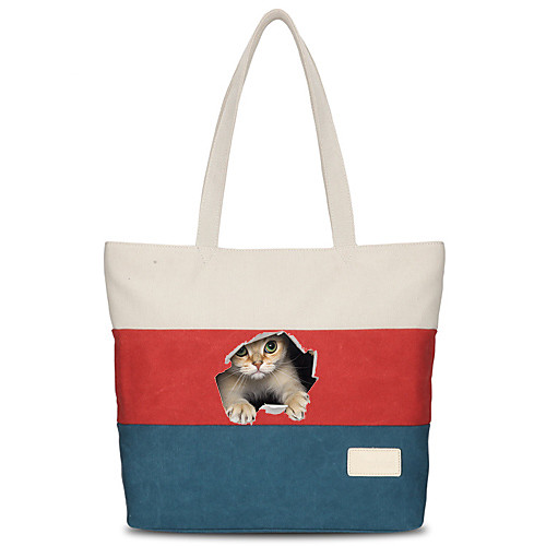 

Women's Bags Canvas Top Handle Bag 3D Daily Going out Canvas Bag 3D Print Tote Wine Black Blue