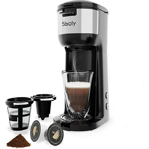 

sboly coffee maker k-cup pod ground coffee machine automatic clean stainless