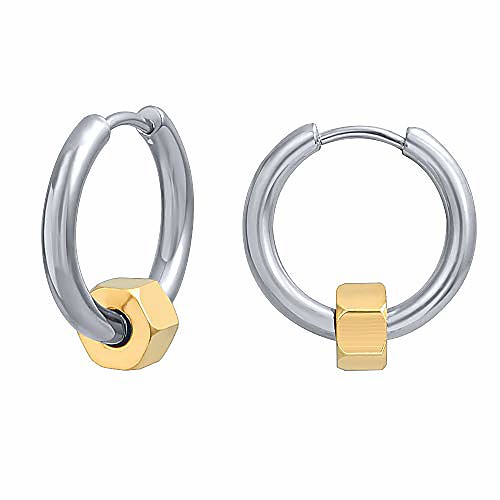 

bodyace stainless steel pendant huggie hoop earrings for men women gold huggie earrings kpop punk ear piercing hip-hop earrings set
